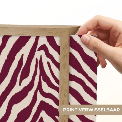 Zebra - Motief - Bordeaux - Rood Light Box met batterij (Wandlamp) middel 907 -USP_websiteprintNL