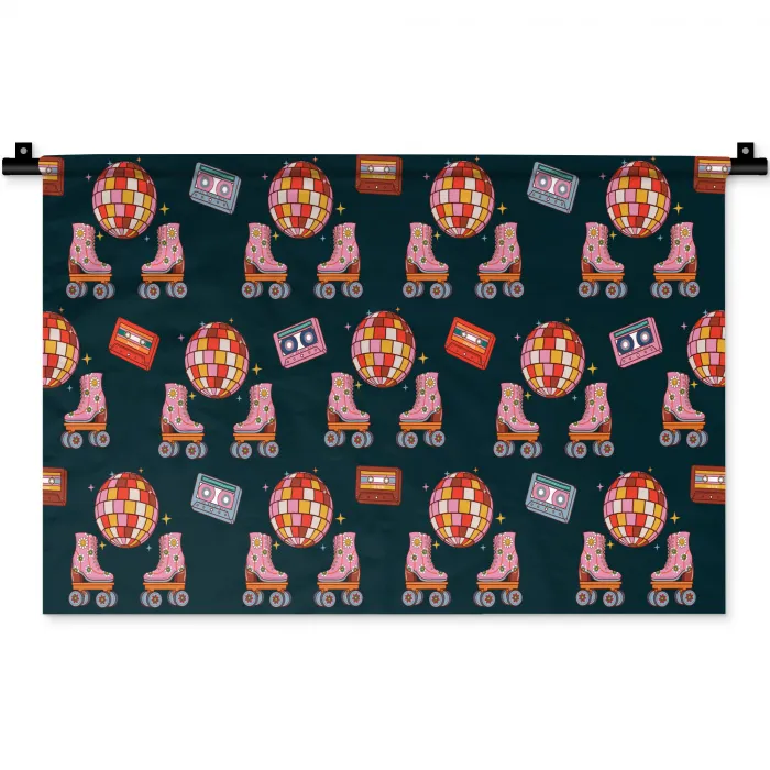 Rolschaatsen - Patroon - Disco Wandkleed katoen klein 269 -zz3d