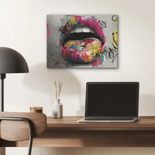 Lippen - Graffiti - Expressief PET vilt klein -sfeer5