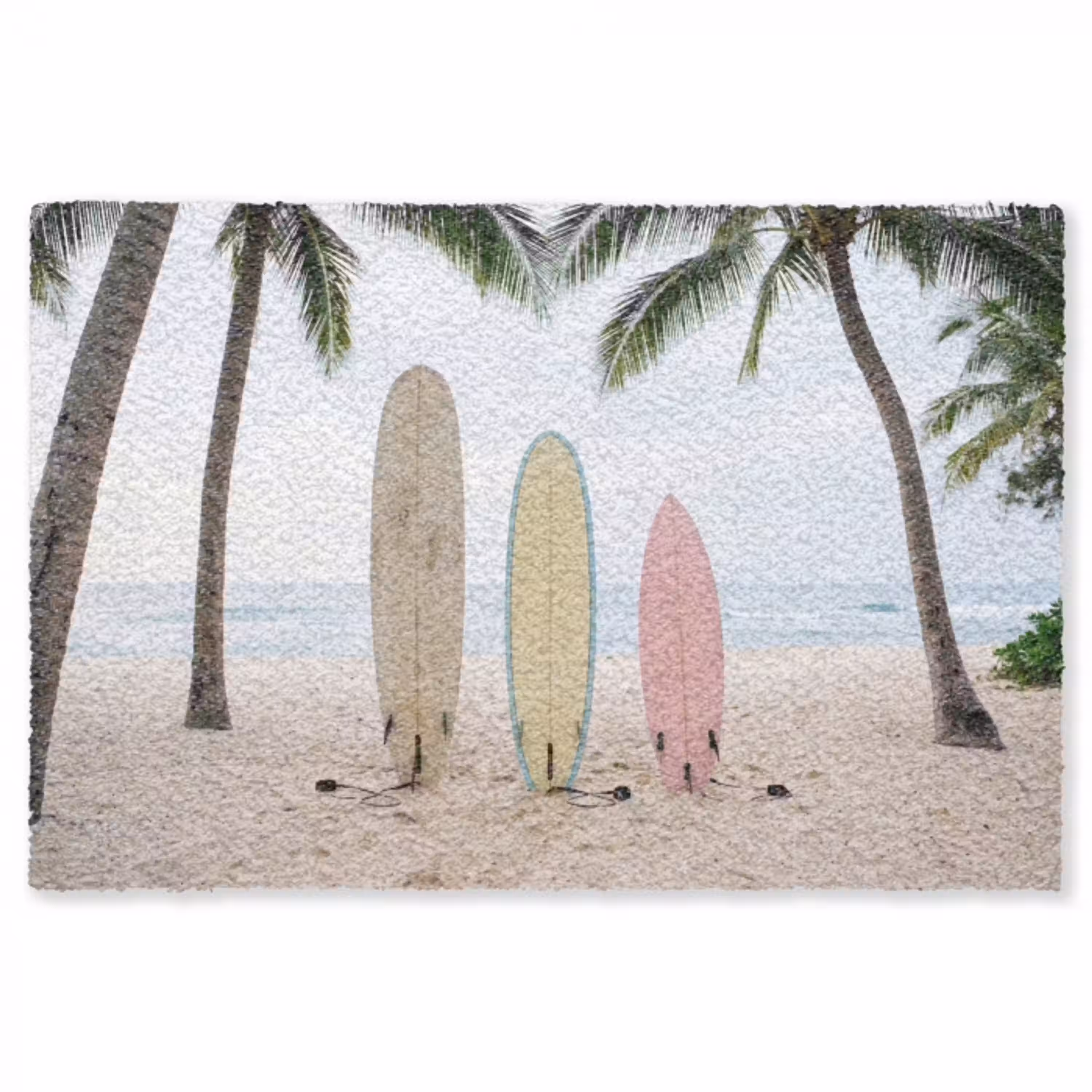 Surfboard - Palmbomen - Kleurrijk Vloerkleed Rechthoek klein -3d