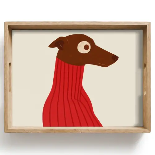 Silhouet - Hond - Trui - Rood Dienblad Rechthoek middel -z3d_shopping
