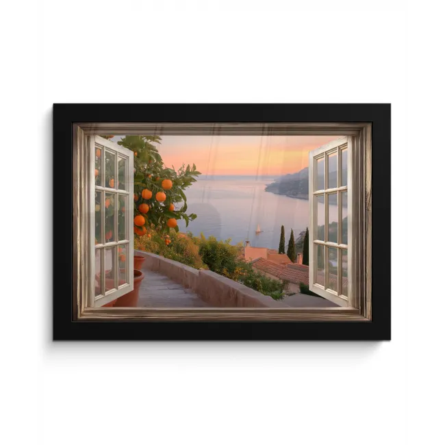 Doorkijk - Uitzicht - Meer - Landschap fotolijst zwart zonder passe partout klein -3d