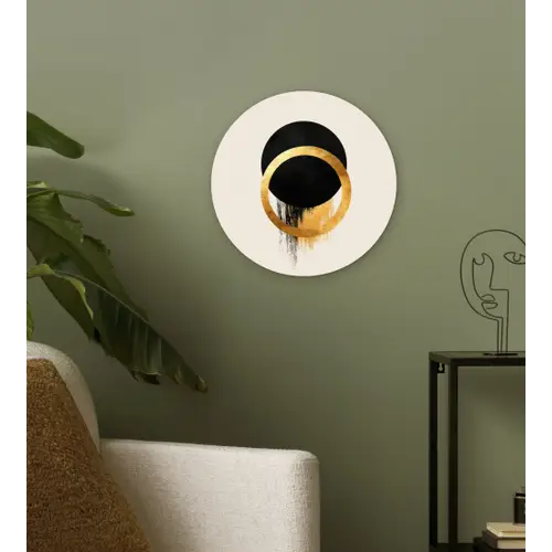 Abstract ontwerp - Zwarte cirkel - Verfvlekken Wandcirkel kunststof plaat 5mm dik klein -sfeer3
