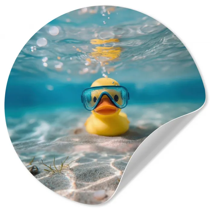 Duikbril - Eend - Water Wandcirkel behangsticker klein -3d