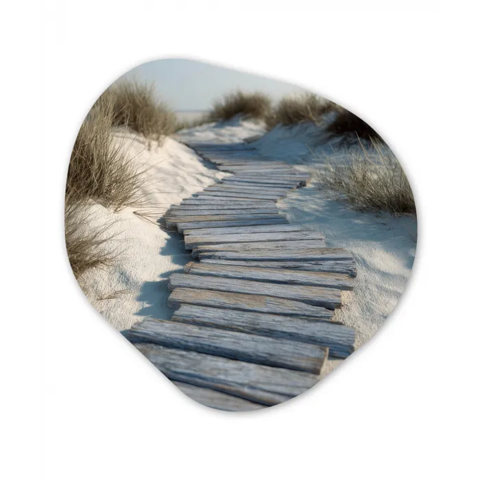 Pad - Planken - Duinen - Gras Wandcirkel Organisch Plexiglas middel -3d