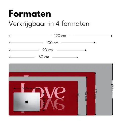 Love - Spiegeling - Rood Muismat XXL klein -sfeer5