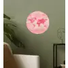 Wereldkaart - Roze - Vaag Wandcirkel behangsticker klein -sfeer2