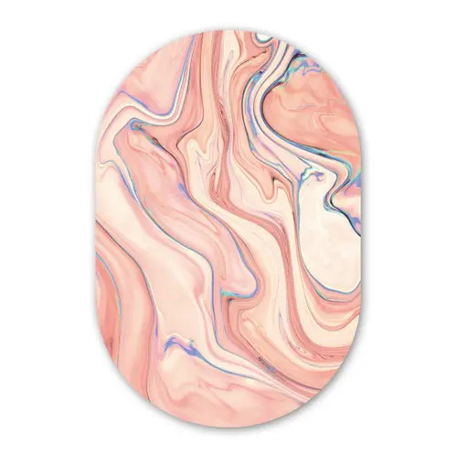 Marmer - Pastel - Roze - Blauw - Marmerlook - Abstract Wandcirkel Ovaal Forex klein -3d