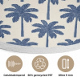 Symmetrisch - Palm - Blauw Akoestische PET Vilt - Rond klein 838 -closeup_NL