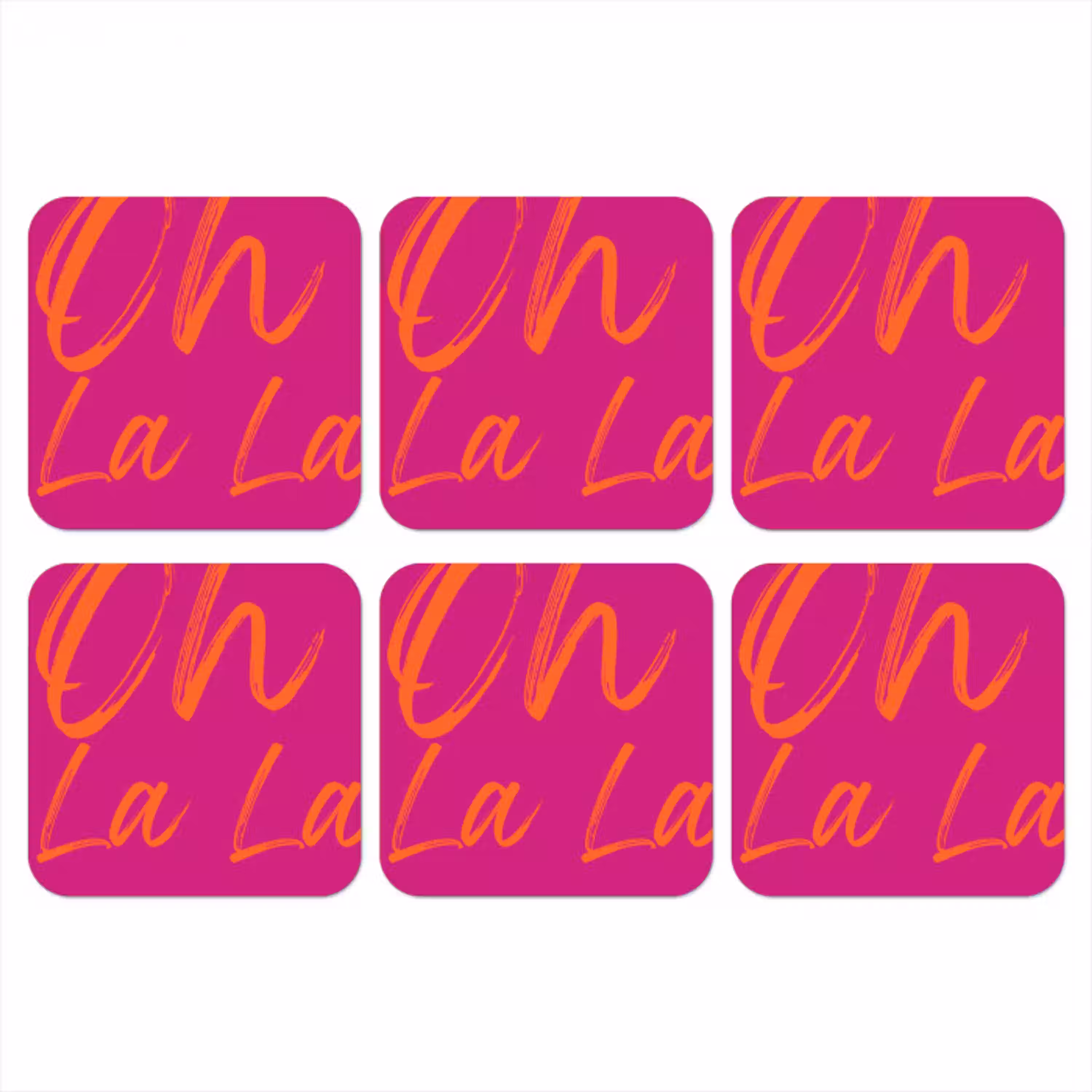 Oh la la - Oranje - Roze onderzetter kurk middel -3d