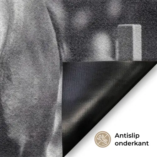 Springen - Paard - Zwart - Wit Deurmat klein -antislip_NL