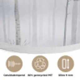 Bos - Bomen - Mist - Natuur - Illustratie - Grijs Akoestische PET Vilt - Rond klein -closeup_NL