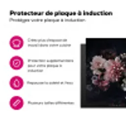 Bloemen - Vintage - Pastel - Zwart - Boeket Inductie beschermer vinyl 3mm middel -ysfeer2_website_FR