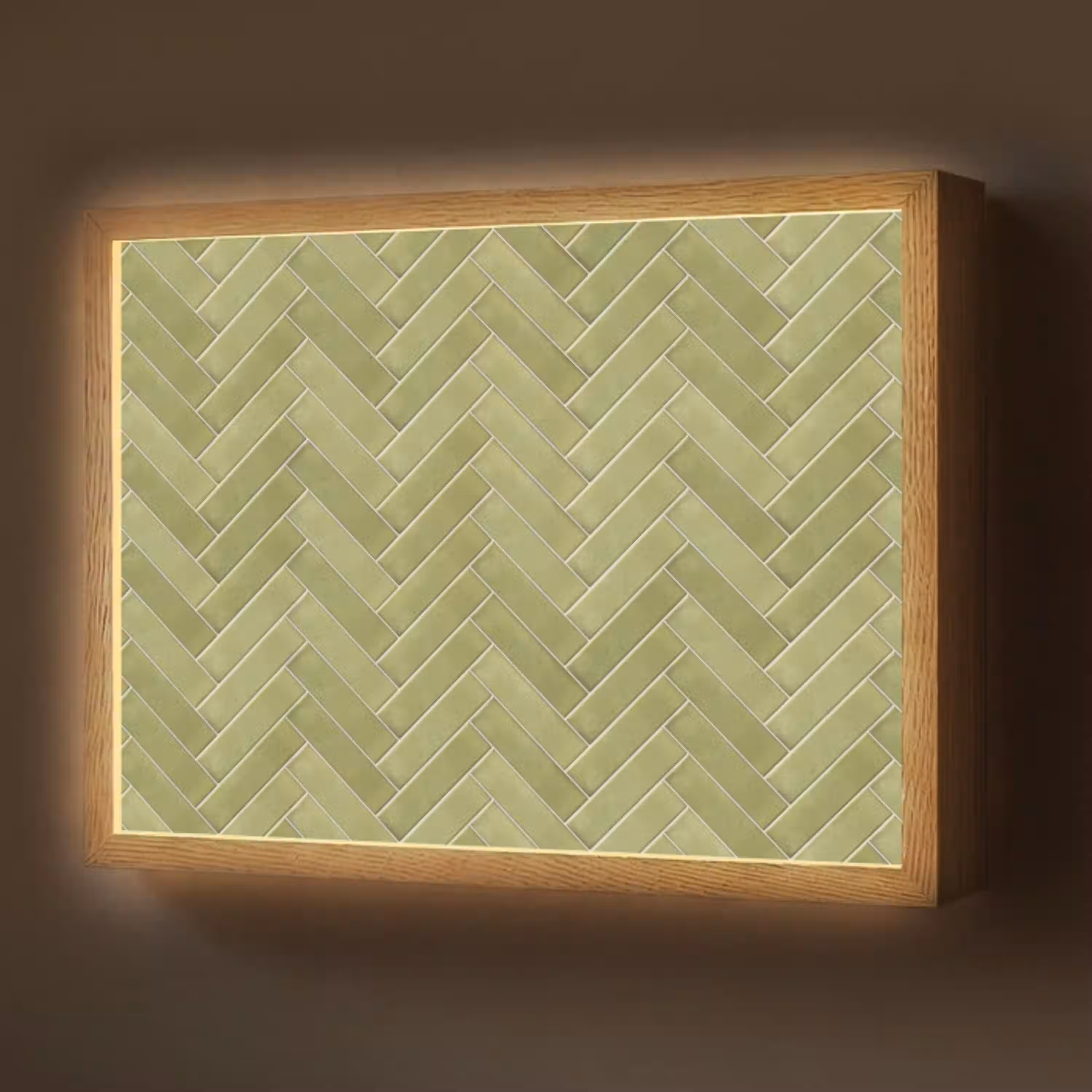 Visgraat - Wandtegel - Olijfgroen Light Box met batterij (Wandlamp) middel 907 -z3d_website