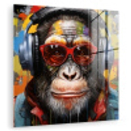 Chimpansee - Aap - dieren - Graffiti - Bril - Koptelefoon - Kleuren plexiglas 5mm klein -zzzproduct_nieuw