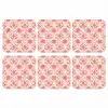 Roze - Bloemenmotief - Wit - Modern onderzetter kurk middel 366 -3d
