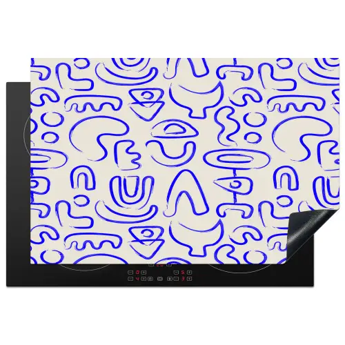 Blauw - Patroon - Abstract - Beige Inductie beschermer vinyl 3mm klein 276 -3d