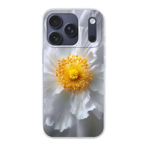 Wit - Bloem - Elegant Telefoonhoesje iPhone 17 Pro klein -3d