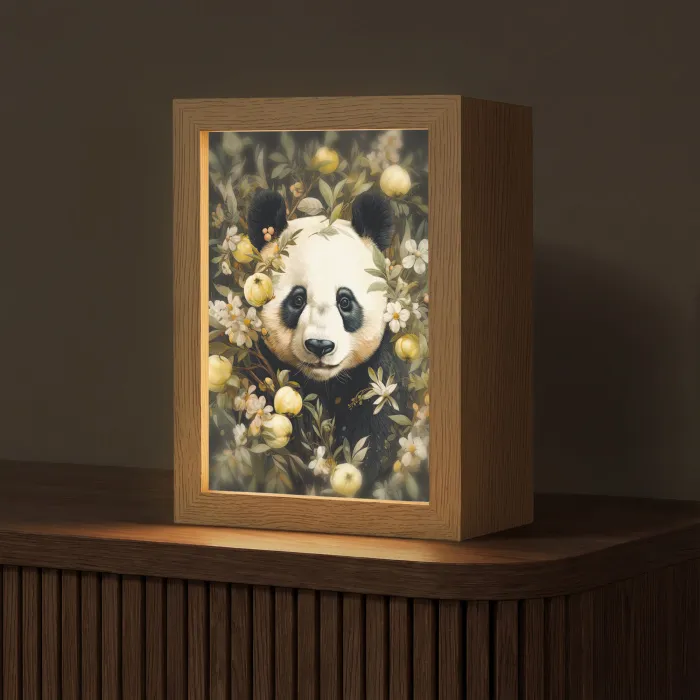 Panda - Pandabeer - Wilde dieren - Natuur - Bloemen Light Box met kabel (Tafellamp) klein -z3d_website