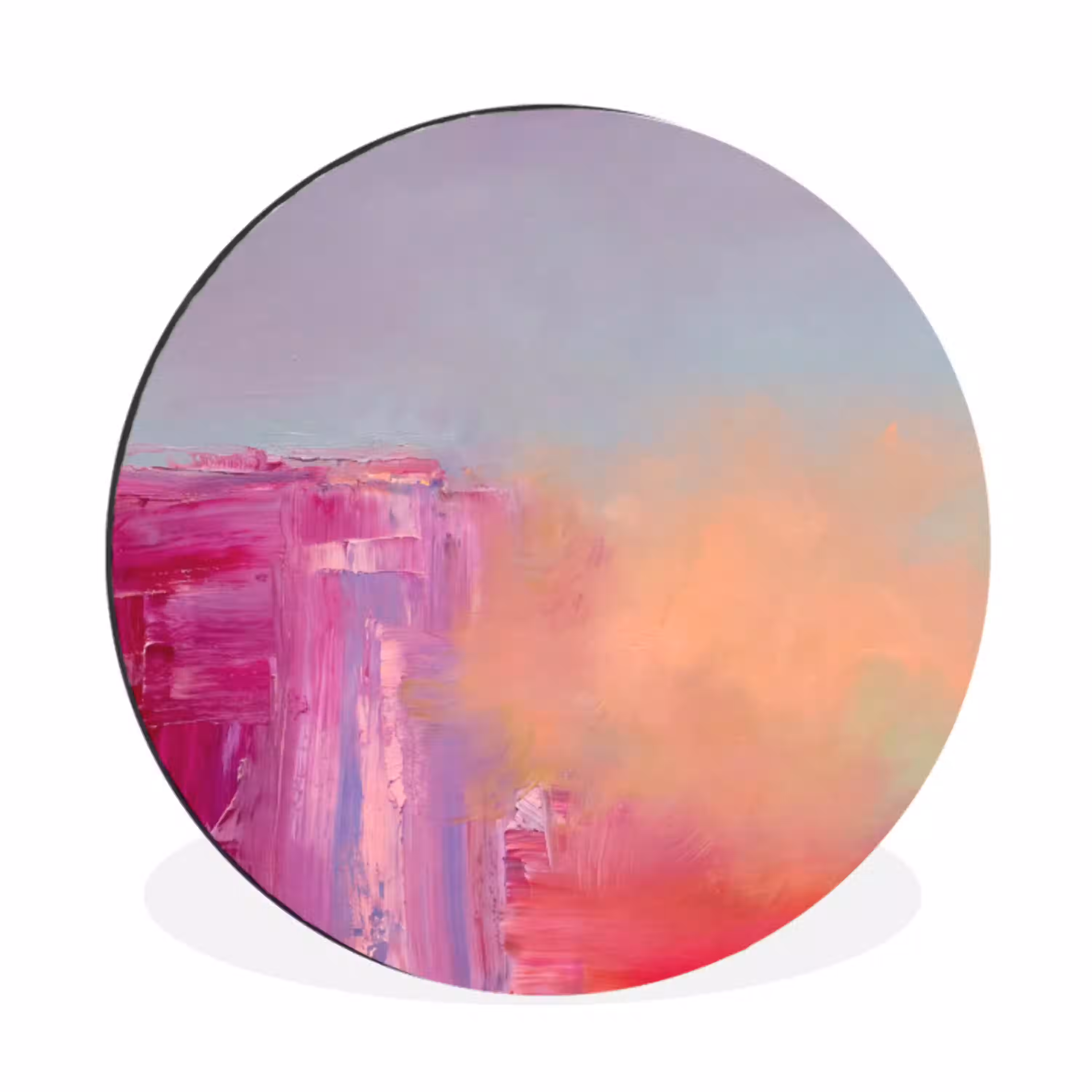 Abstract - Kleuren - Modern - Roze Wandcirkel aluminium klein -3d