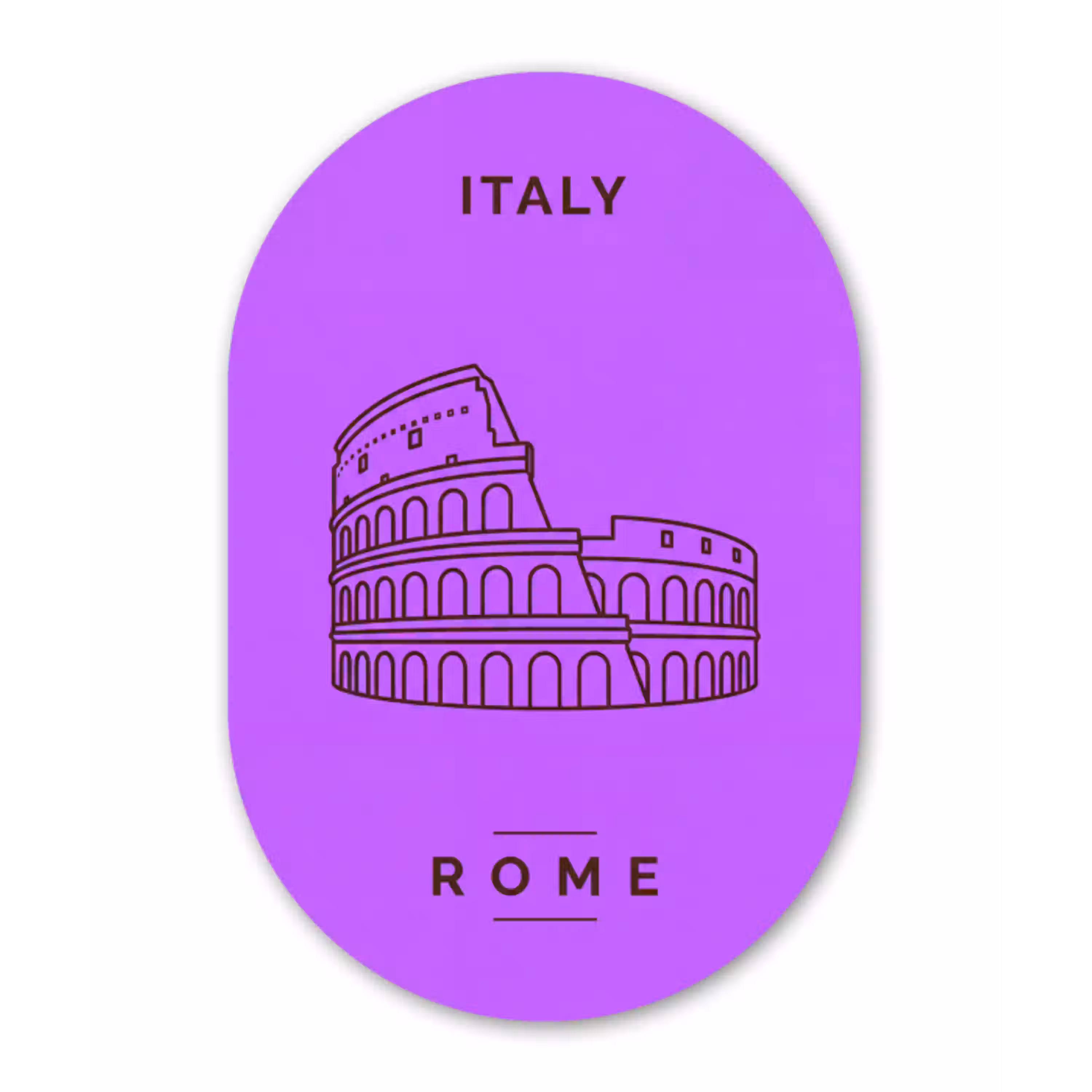 Architectuur - Colosseum - Rome - Minimalistisch - Paars Wandcirkel Ovaal Aluminium middel -3d