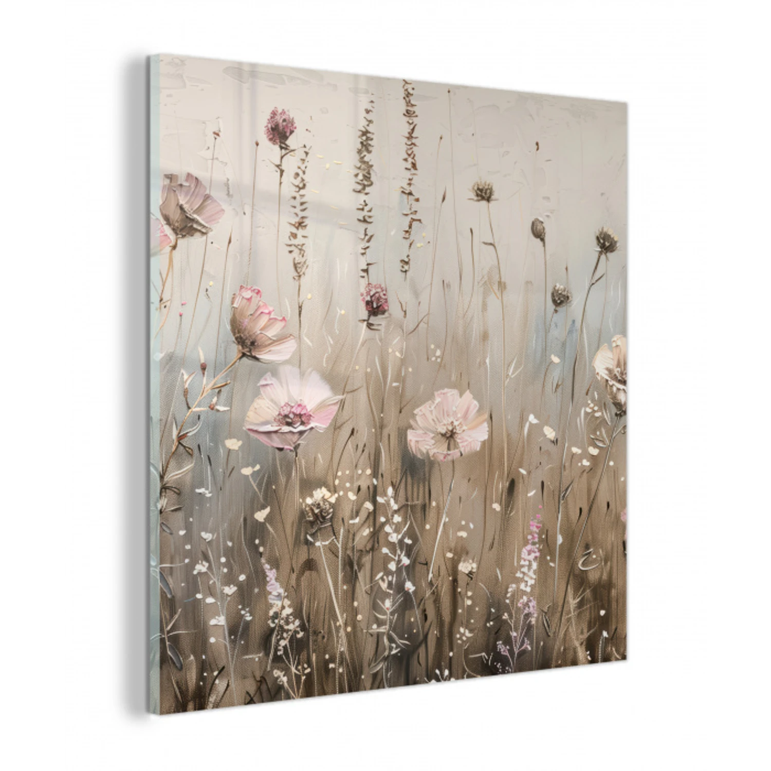 Bloemen - Roze - Modern - Beige plexiglas 5mm klein -z3d
