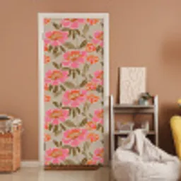 Pioenrozen - Patroon - Roze deurposter klein 289 -sfeer1