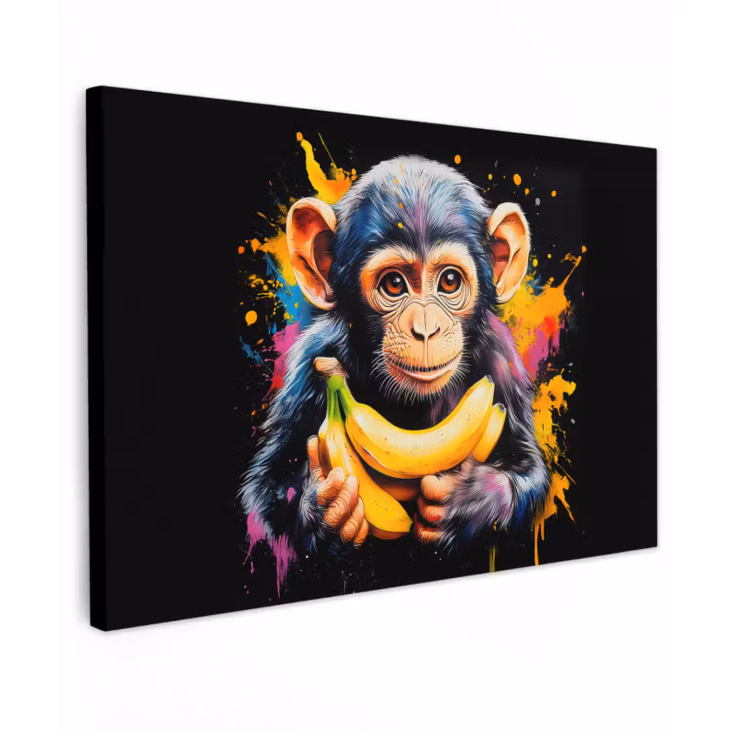 Buiten canvas - Aap - Graffiti - Kleurrijk - Bananen - Modern