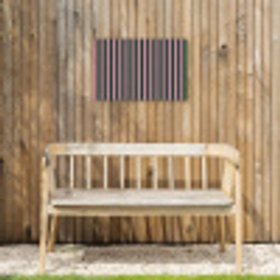 Verticale strepen - Groen - Roze Tuinposter op houten frame 2 cm dik klein 845 -sfeer4