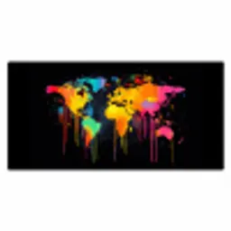 Wereldkaart - Verf - Kleurrijk - Graffiti - Wereld Muismat XXL klein -3d_leeg