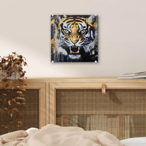 Tijger - Verfspatten - Goud plexiglas 5mm klein -sfeer4