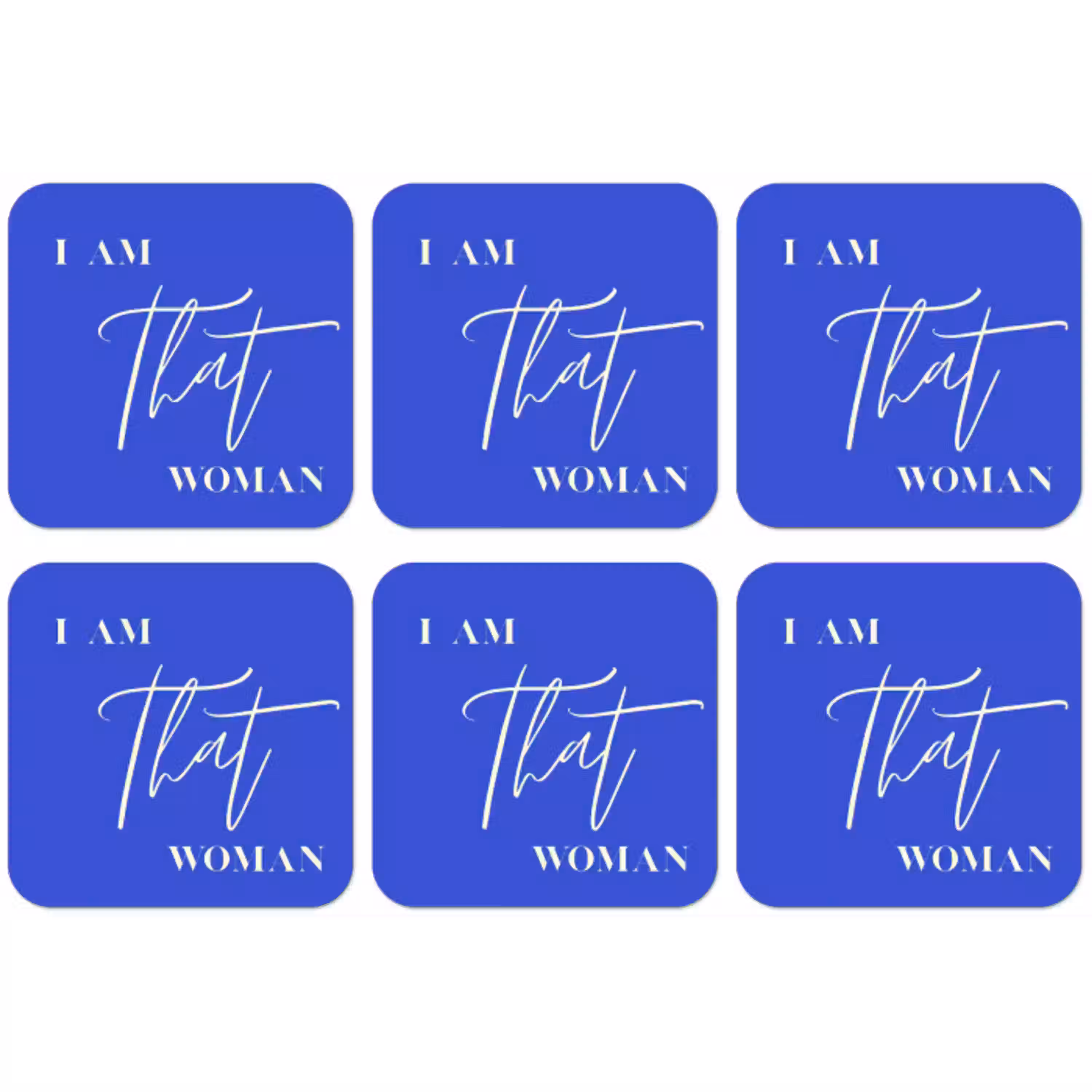 Blauw - I am that woman - Sierlijk - Minimalistisch onderzetter kurk middel -zkaufland3dotto