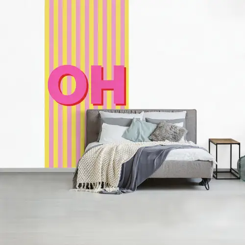 Tekst - Strepen - Roze fotobehang vinyl groot -slaapkamer