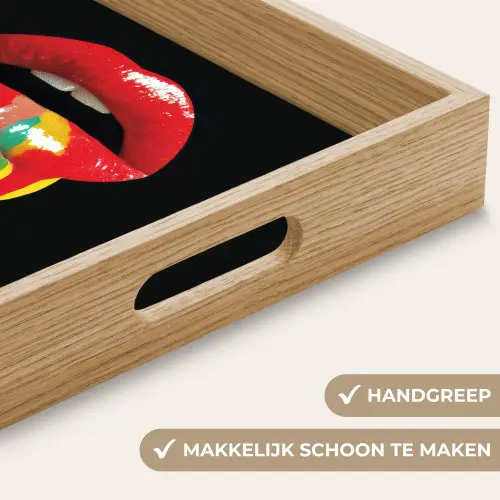 Lippen - Kleuren - Zwart Dienblad Rechthoek middel -USP_HandgreepNL