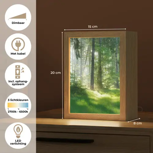Natuur - Bomen - Bos - Groen - Zon - Gras - Planten Light Box met kabel (Tafellamp) klein -USP_NL