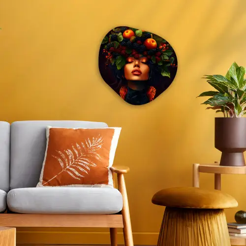 Vrouw - Zwart - Bessen - Bramen - Appels Wandcirkel Organisch Forex 3mm klein -sfeer4
