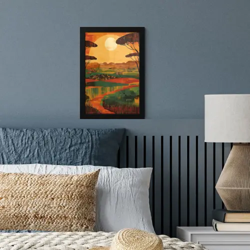 Landschap - Afrikaans - Zon fotolijst zwart zonder passe partout klein -sfeer3