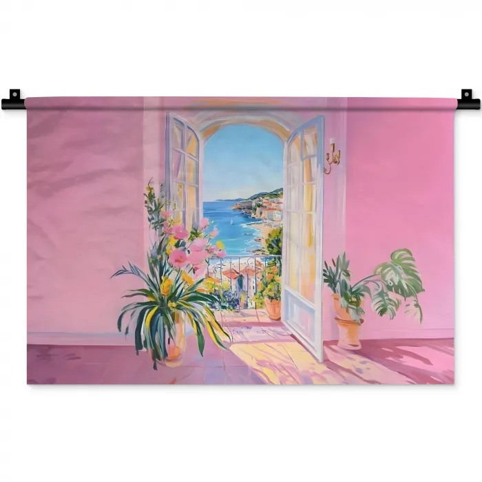 Roze - Buiten - Verf Wandkleed katoen klein -zz3d