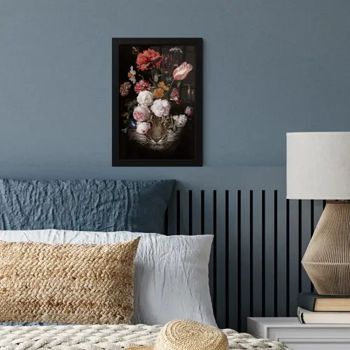Bloemen - Jan Davidsz de Heem - Tijger - Schilderij - Stilleven - Oude meesters fotolijst zwart zonder passe partout klein -sfeer3