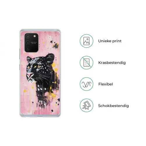 Zwart - Panter - Roze - Abstract Telefoonhoesje Samsung Galaxy S10 Lite klein -specsS10Lite