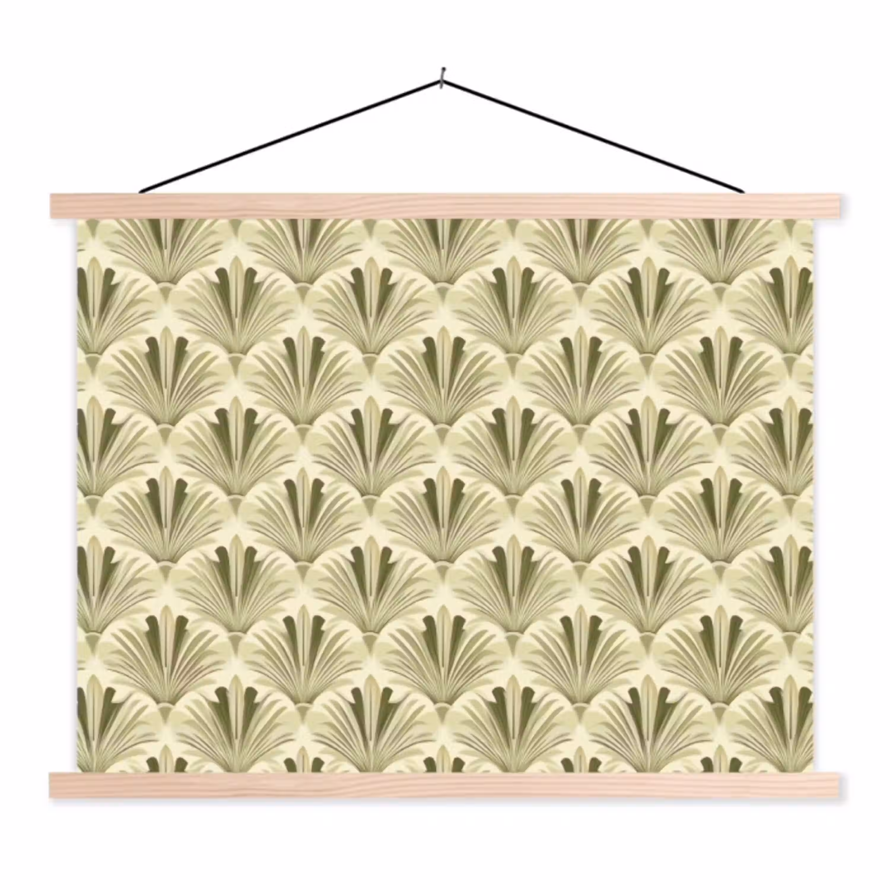 Klassiek - Waaier - Groen textielposter latten blank klein 122 -3d
