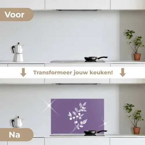 Tak - Sierlijk - Bladeren - Minimalistisch keuken achterwand spatscherm klein -voor_na_NL