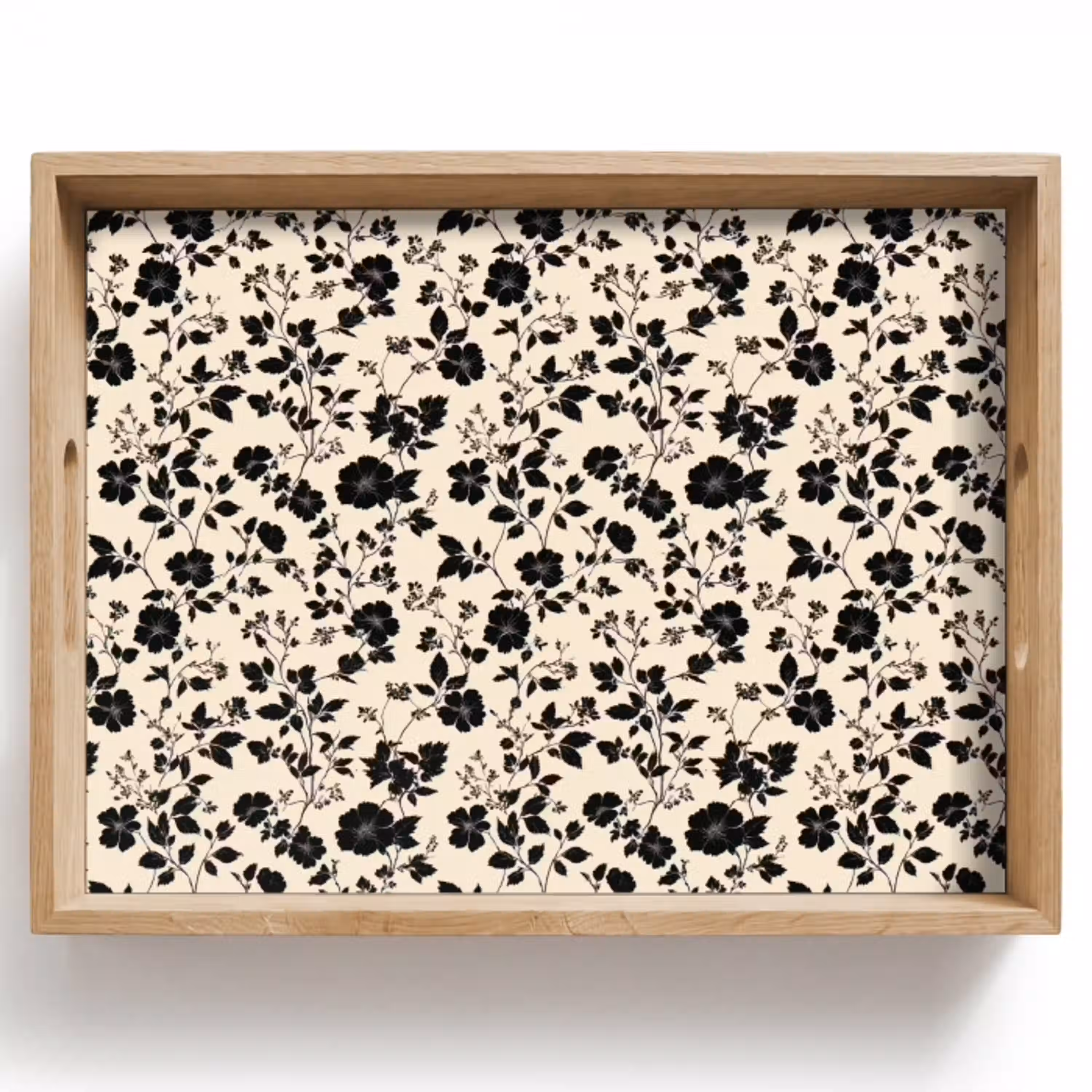 Bloemen - Dessin - Zwart Dienblad Rechthoek middel 911 -z3d_shopping