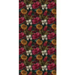 Bloemen - Patroon - Rood - Goud Behang Vinyl klein 1060 -3d_website