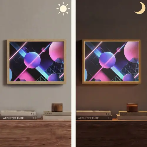Bollen - Neon - Lijnen - Roze Light Box met batterij (Wandlamp) middel -sfeer3