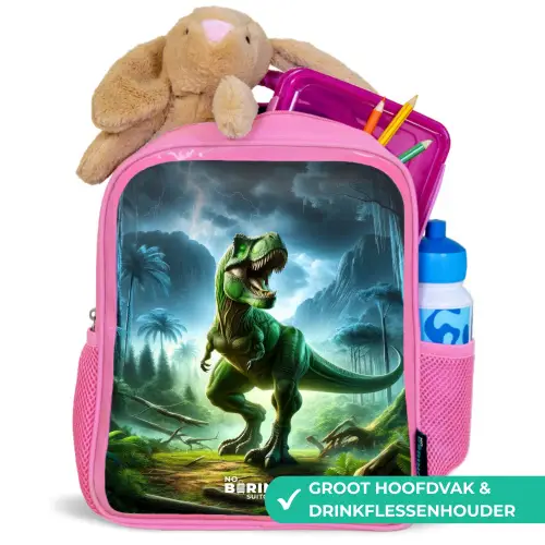 Junglosaurus Kinderrugzak - Roze middel -inhoud_NL