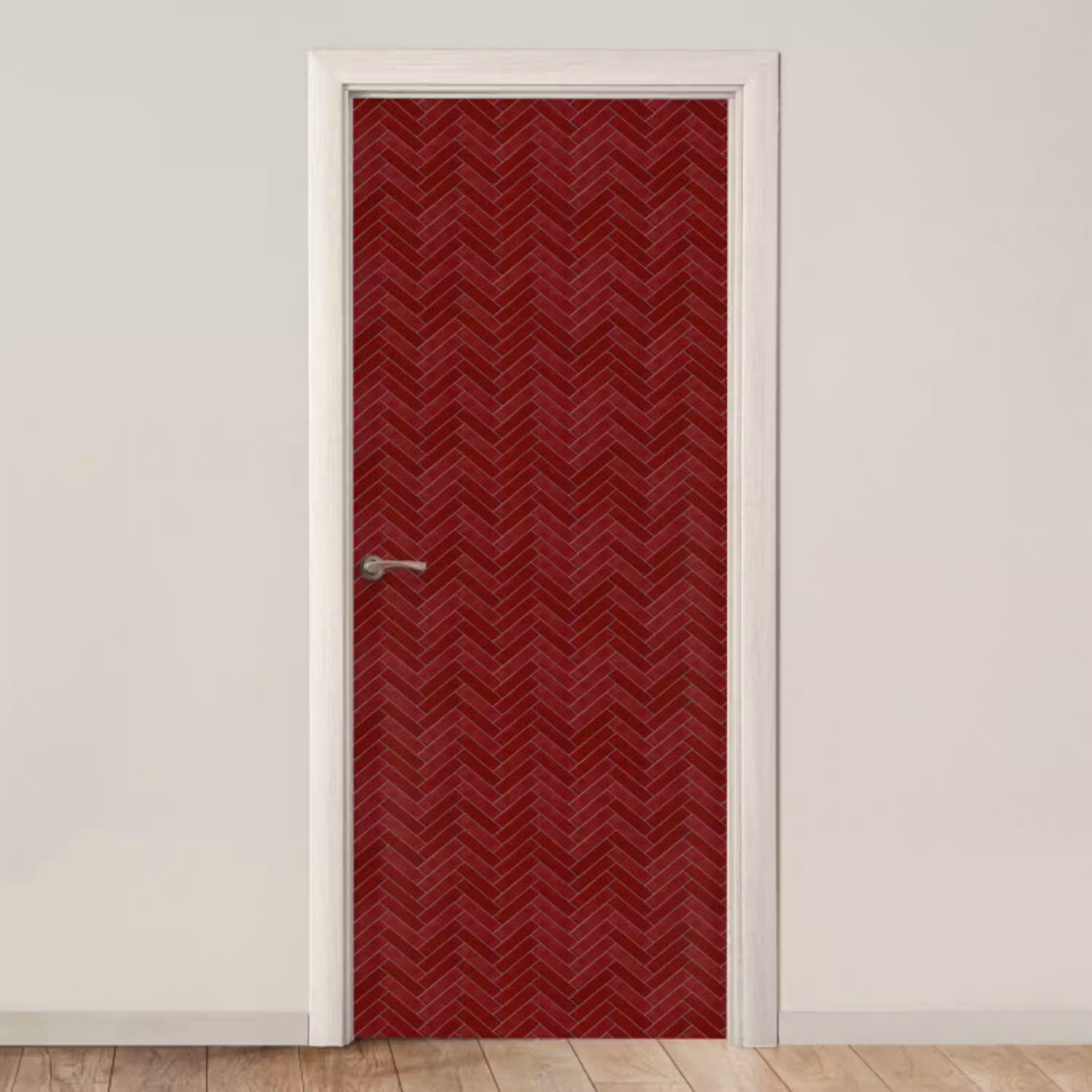 Visgraat - Wandtegel - Bordeaux - Rood deurposter klein 289 -3d_beige