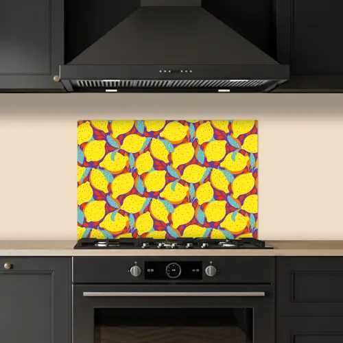 Citroenen - Geel - Stippen - Oranje keuken achterwand spatscherm klein 900 -sfeer1