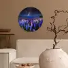 Bloemen - Nacht - Lupine - Sterrenhemel - Paars - Natuur Wandcirkel kunststof plaat 5mm dik klein -sfeer1