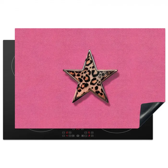 Ster - Luipaard - Print - Roze Inductie beschermer vinyl 3mm klein -3d